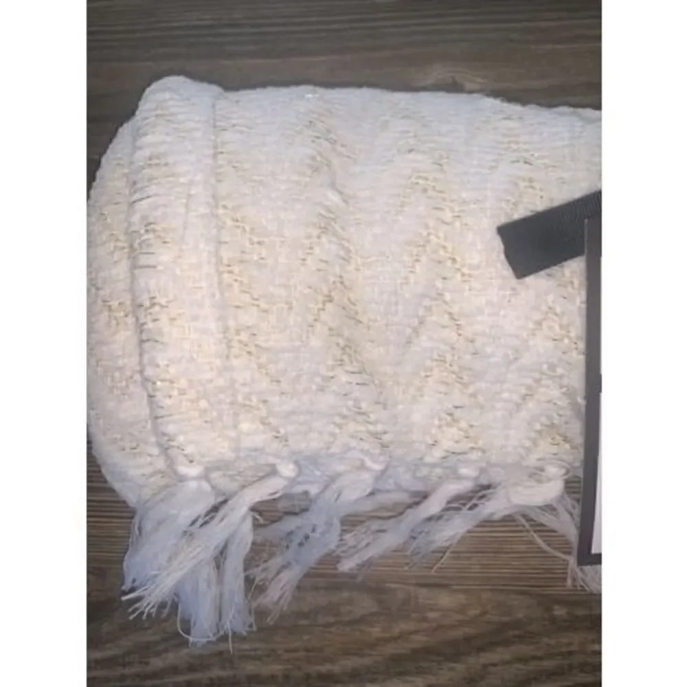 Threshold White Gold Design Table Runner 14x72” NEW! NWT
